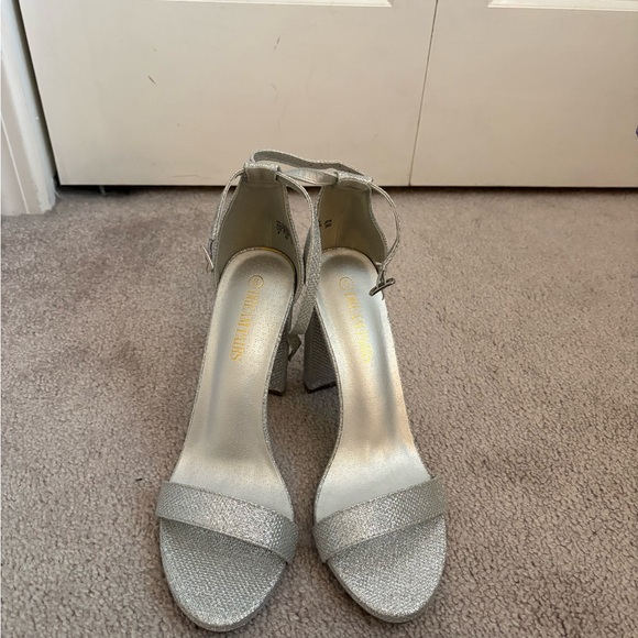Dream Pairs Glittery Silver Block Heels - Picture 2 of 5
